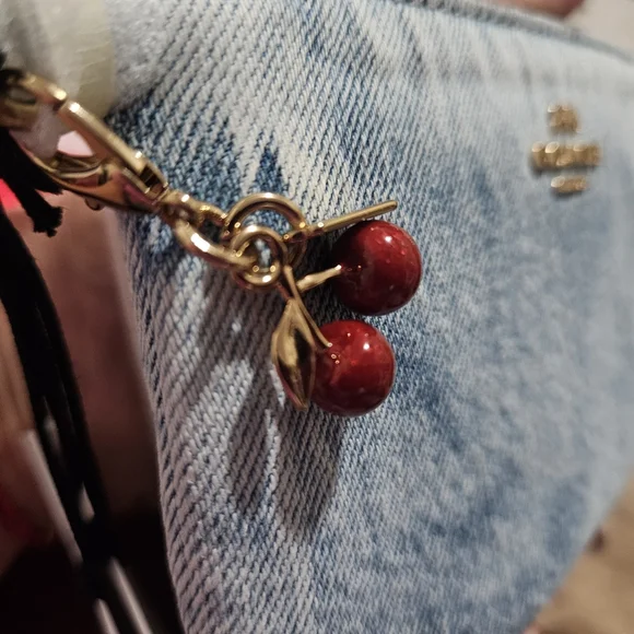 Mini Coach Cherry Red and Gold Keychain - Picture 5 of 5